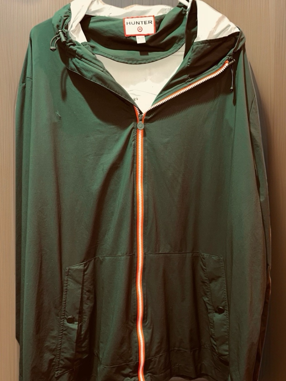 Hunter Target Full Zip Windbreaker Sz 2X Lightweight Raincoat Hood Olive Green